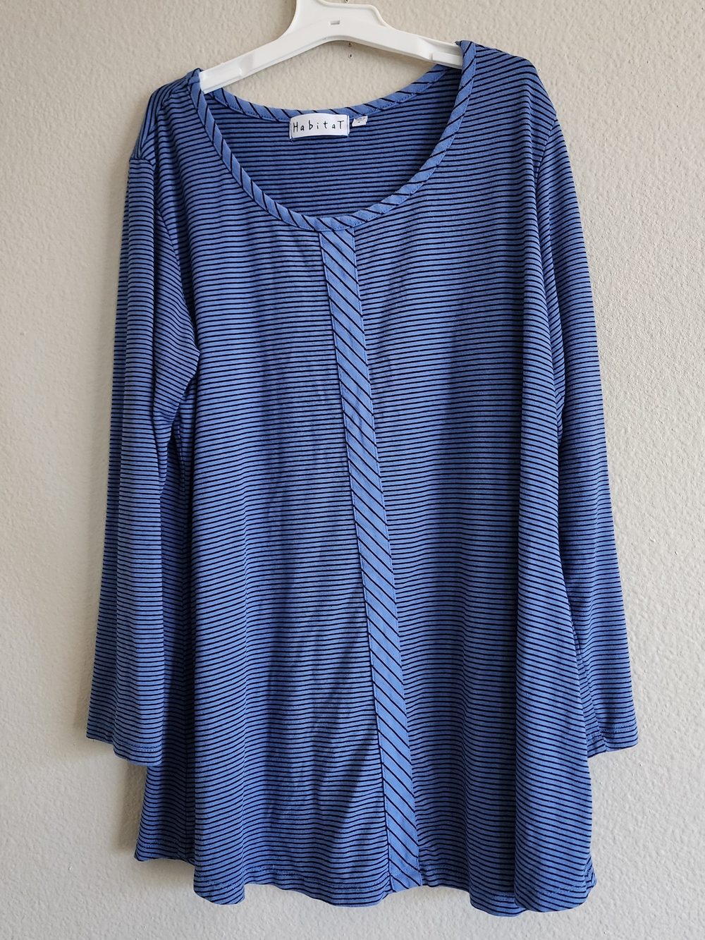 Habitat Clothes To Live In Striped Rayon Spandex Tunic Top Blue Small